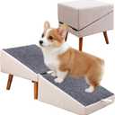 Dog Ramp for Couch and Bed, Dog Stairs for Small Dogs and Cats, Foldable Pet Steps for Medium Senior Dogs and Puppy, Split Ottoman Design Pet Ramp (Light Beige)