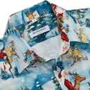 J&DHUASHA Christmas Hawaiian Shirt for Men Short Sleeve Button Down Santa Vacation Dress Shirts (Blue, XXXL)