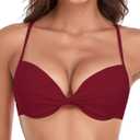 RELLECIGA Women's Underwire Bikini Top (Medium, Red)