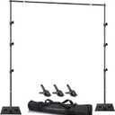 SLOW DOLPHIN Pipe and Drape Photography Backdrop Stand Kit Adjustable Photo Background Stand 10ft x 6ft with Metal Base for Parties Weddings Birthday Party Events Photo booth