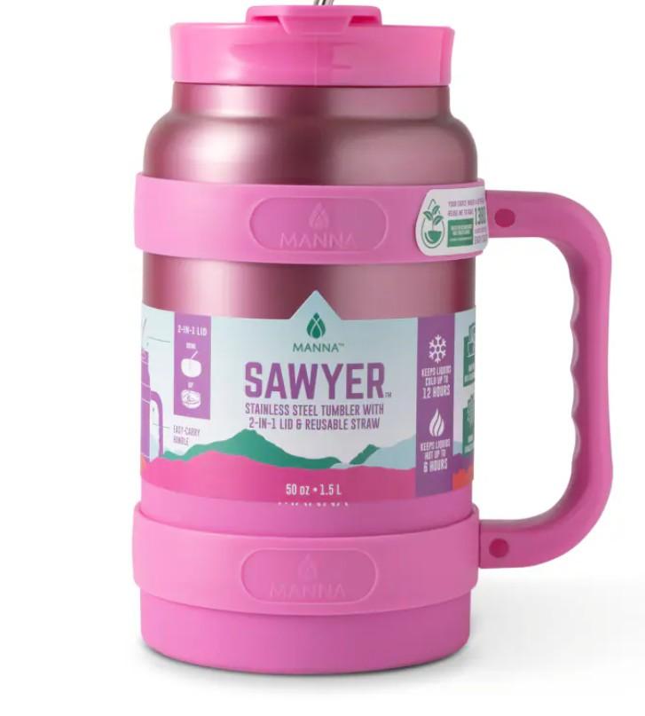 Manna™ Sawyer™ Stainless Steel Bottle - Pink 50 OZ Manna™ Sawyer™ Stainless Steel Bottle - Pink 50 OZ