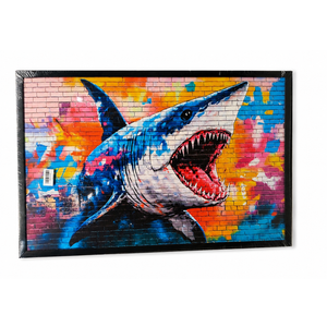Shark Wall Decor, Framed Artwork for Living Room Bedroom Kitchen Bathroom Office Dining Room, 36"x 24"