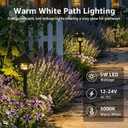 SUNVIE 12-Pack LED Low Voltage Pathway Lights 5W Warm White with Connectors, 5.98"L x 5.98"W x 20.7"H