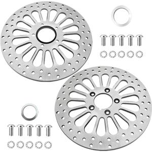11.5 Inch Front & Rear Brake Rotors 2 Piece Set, Compatible with Harley Davidson Touring Softail Sportster Dyna Early Super Glide Models, Heat Dissipation Brushed Surface Brake Rotors