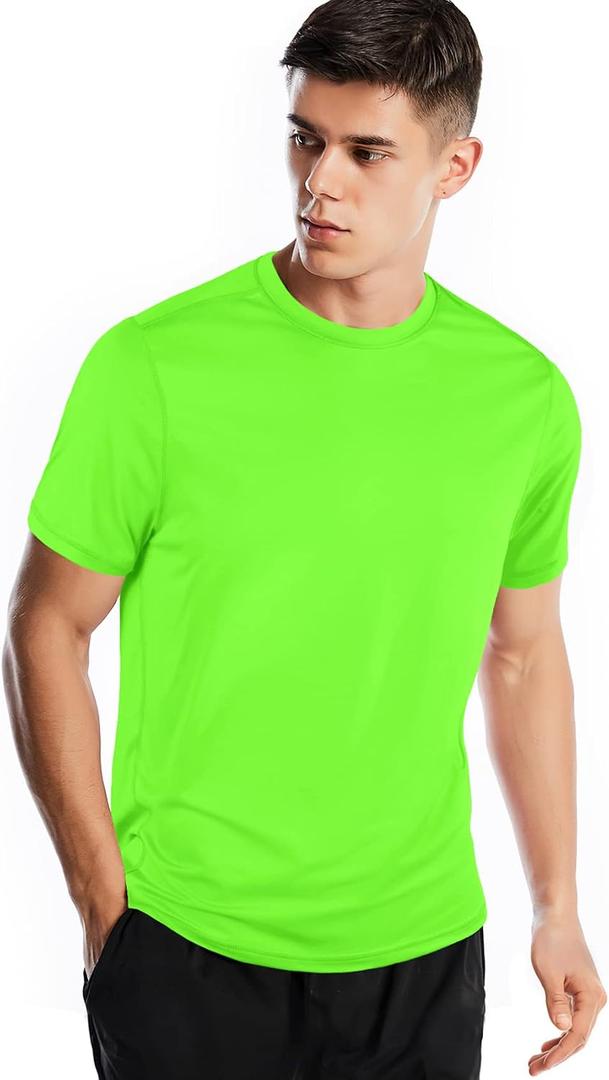 Zengjo Athletic Shirts for Men Short Sleeve Quick Dry Workout Running Gym Sport Exercise Tee Moisture Wicking (Green, M)