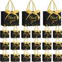 Jetec 45 Pcs Small Thank You Gift Bag Bulk 5.5x4.7x2.5'' Mini Paper Favor Bag with Handle Ribbon for Graduation Mother's Day Baby Shower Wedding Anniversary Birthday Party(Black/gold)