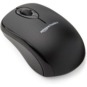 Amazon Basics 2.4 Ghz Wireless Optical Computer Mouse with USB Nano Receiver, Black 