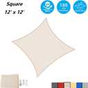 AsterOutdoor Sun Shade Sail Rectangle 12' x 12' UV Block Canopy for Patio Backyard Lawn Garden Outdoor Activities, Cream