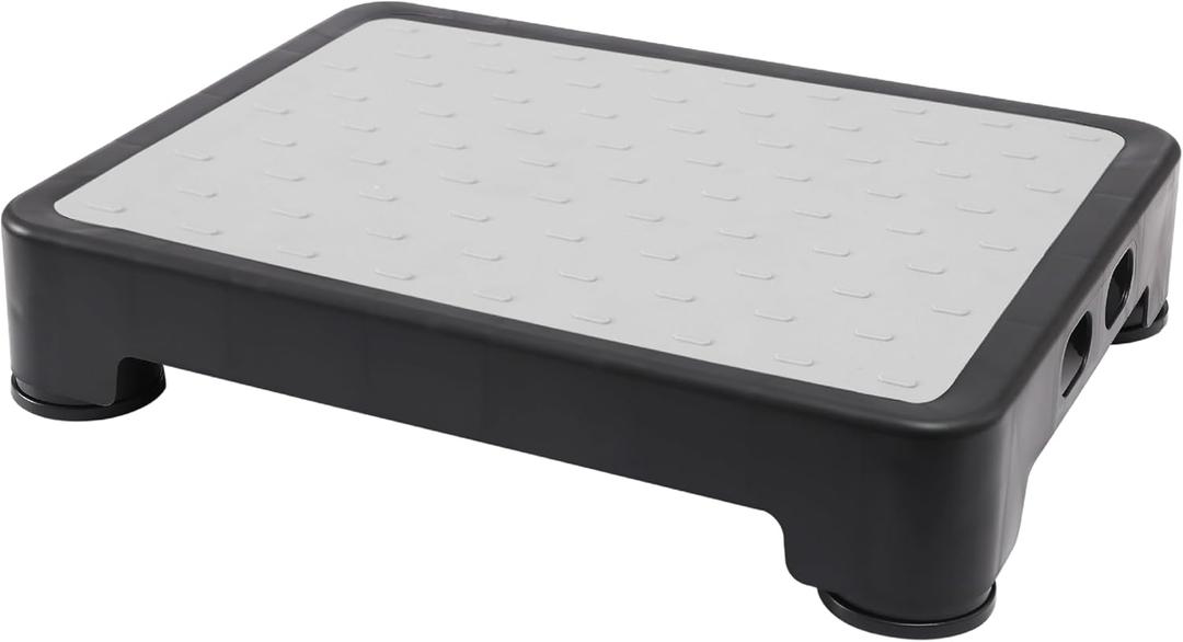 COOL-ANGLE Non-Slip Step Stool for Adults & Seniors  3.4" Low Profile Wide Platform 600lbs Capacity  6 Stability Feet Bed Step for High Beds, Bath & Car  Portable with Handles, Gray