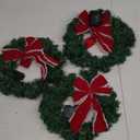 ATDAWN Pack of 3 Mini Christmas Wreath, Lighted Christmas Front Door Wreath, Xmas Wreath for Holiday Christmas Party Decorations (Red Bow)
