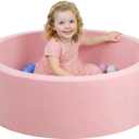 Wilwolfer Foam Ball Pit for Toddlers, Large Baby Ball Pit for Babies with Soft Memory Sponge, Indoor Outdoor Baby Playpen, Kids Play Ball Pool, Gift Toys for Infants Boys and Girls (Pink, NO Balls)
