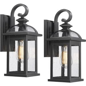 Darkaway Outdoor Lights Fixtures Wall Mount, Outdoor Wall Sconce with Seeded Glass Waterproof Outside Exterior Lights Fixture for House, Front Porch, Patio, 15", 2 pack