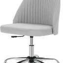 DUMOS Office Desk Chair, Modern Cute Rolling Vanity Swivel Task Chairs with Wheels, Comfortable Back Seat Armless for Home, Bedrooms, Office, Study, Student, Adults, Make-up, Dressing Room, Cloud