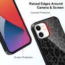 TEAUGHT Compatible with iPhone 14 Case Cute Pattern Black Leopard Print Cheetah + Screen Protector Tire Shockproof Cover, Cheetah Pattern Phone Case Anti-Skid for Girls Women