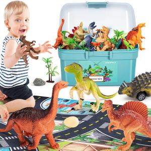 Dinosaur Toys for 3 4 5 Year Old Boys Gifts, 25 Pieces Dinosaurs Toys for Kids 3-5-7, Dino Figures Activity Play Mat Christmas Birthday Gifts for Girls Toddler Toy Age 2-4