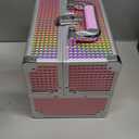 Joligrace Makeup Train Case Makeup Case Organizer Portable Cosmetic Box Storage with 2 Trays Mirror Locking Make Up Travel Case for Nail Kits Cosmetics Craft Traveling Makeup Box Mermaid Pink