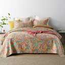 ENASAL Cotton Bedspread Quilt Sets, Reversible Bedding Coverlet Sets Comforter, Floral Paisley Bedspread (Gorgeous, Queen Size)