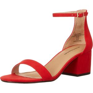 Amazon Essentials Women's Two Strap Heeled Sandal (7, Bright Poppy Red)