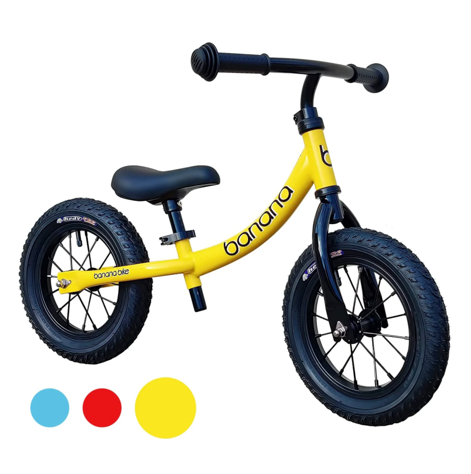 Banana GT Balance Bike - Lightweight Toddler Bike for 2-5 Year Olds - No Pedal Bikes with Adjustable Handlebar and Seat - Aluminium Frame, Air Tires - Strider Balance Bike for Boys and Girls (Yellow)
