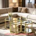 LUGSHIREE Coffee Table Glass Modern Coffee Table, Hexagon Free Combination Glass Center Table Small End Tables with Metal Frame for Living Room (Gold, 1 Piece (with Mirror))