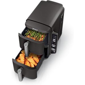 Ninja Air Fryer, 8 QT DoubleStack 2-Basket, Space Saving Design, Cooks 2lb Chicken Wings, Feeds up to 6 People, 6-in1 Air Fryer, Roast, Bake & More, Easy to Clean, Dishwasher Safe Parts, Black, SL201