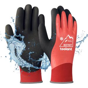 Waterproof Winter Work Gloves for Men and Women, Touchscreen, Freezer Gloves, Thermal Insulated, for Cold Weather (Medium, Red)