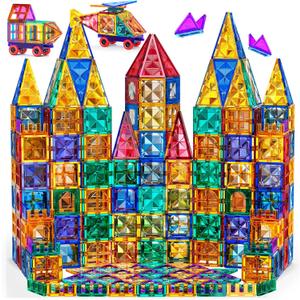 TEMI Magnetic Tiles,180 Piece Building Blocks, Magnets Building Set, STEM & Learning & Education Toys Christmas Toy Gift for Ages 3 4 5 6 7 8+ Year Old Toddler Kids Boys and Girls