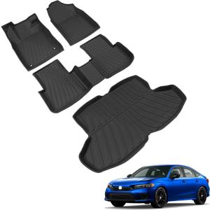 powoq Floor Mat Compatible with 2022-2026 Honda Civic Sedan Trunk Mat Cargo Liner TPE Trunk Liner Replacement for 2022-2024 2025 2026 Honda Civic Sedan Accessories