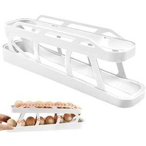 Rolling Egg Dispenser For Refrigerator, Egg Holder Space Saving Automatic Egg Storage Container Organizer For Refrigerator Kichen Cabinet