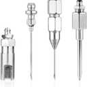4pcs Grease Gun Needle Nozzle Kit, Grease Needle Tips Needle Point Grease Fitting Push On 90 Degree Grease Adapter Narrow Needle Dispenser Grease Injector Tool Accessory for Narrow Space & Deep Hole
