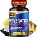 VEGATOT 10 in 1 High Strength Resveratrol with Quercetin Healthy Aging Immune Brain Boost Joint Support (90 Count (Pack of 1))