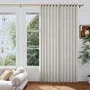 Accordion Sliding Door Curtain, Flax Linen Curtain for Living Room 96 inch Long Pinch Pleated Look Vertical Drape for Bedroom/Living Room, 1 Panel, W45 x L96, Natural