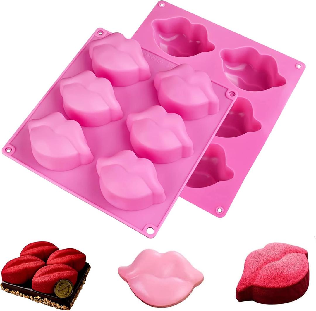 Hot Lips Molds Silicone For Soap,Large 3D Sexy Red Lip Kisses Collection Silicone Molds For Chocolate Chocolate Bomb Soap Bath Bomb Candle Wax Cake Decoration,Valentine Wedding Party Baking Mold