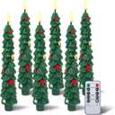Flameless LED Christmas Tree Candles, 6 Pack  Battery Powered Holiday Lights with Warm Flickering Glow, Safe No-Flame Decor for Mantels, Dinner Parties, Family Gatherings & Gifting
