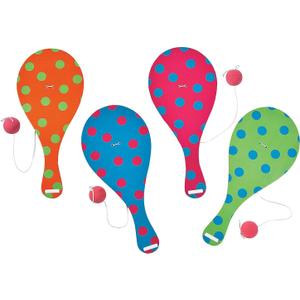 Fun Express 9" Spring Paddleball Games with Bright Colors & Patterns - Easter Paddleball Set - Bulk Spring and Halloween Toys, Gifts and Handouts for Trick or Treat - 12 Pieces