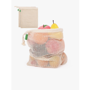 Pack of 6 Reusable Produce Bags Washable, 11x13 Inch Medium Reusable Grocery Bags Heavy Duty Cotton Bag Mesh Bags for Vegetables, Enhanced Closure Edge, Double Stitched, with Tare Weight