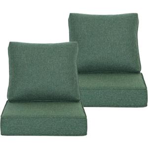 Dark Green Outdoor Deep Seat Cushions 23.5x25 inch Cushions,Fade Resistant, Deep Seat Bottom and Back Cushion for Chair, Sofa and Couch,2 Sets (Drak Green, 23.5"X25")