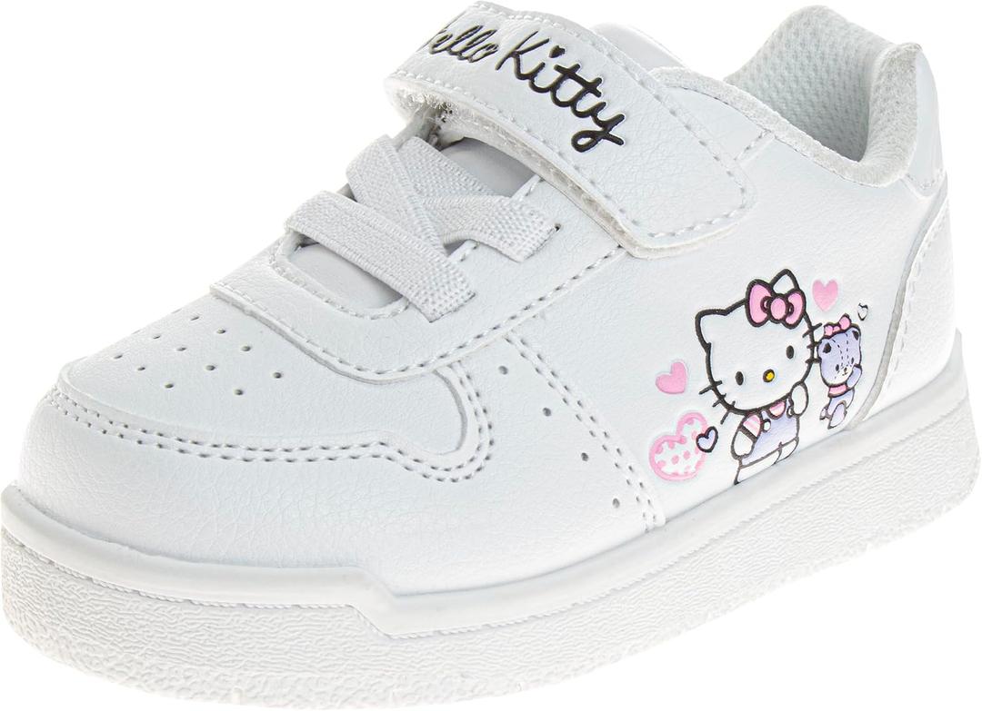Sanrio Hello Kitty Sneakers for Girls - Kids Lightweight Athletic Breathable Casual Shoes - White (Size 9 Toddler)