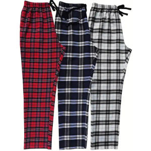 DG Hill 1Pack or 3Pack Mens PJ Pajama Pants Bottoms Fleece Lounge Pants Sleepwear Plaid PJs with Pockets Microfleece (Medium, 3pack-blue/Gray/Red)