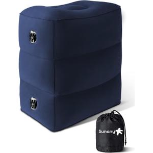 Sunany Inflatable Foot Rest Pillow For Travel, Kids/Adults Airplane Travel Pillow-Adjustable Height Cushions, For Kids to Sleep While Traveling, Suitable For Office, Home and Any TravelBlue (1 Pack)