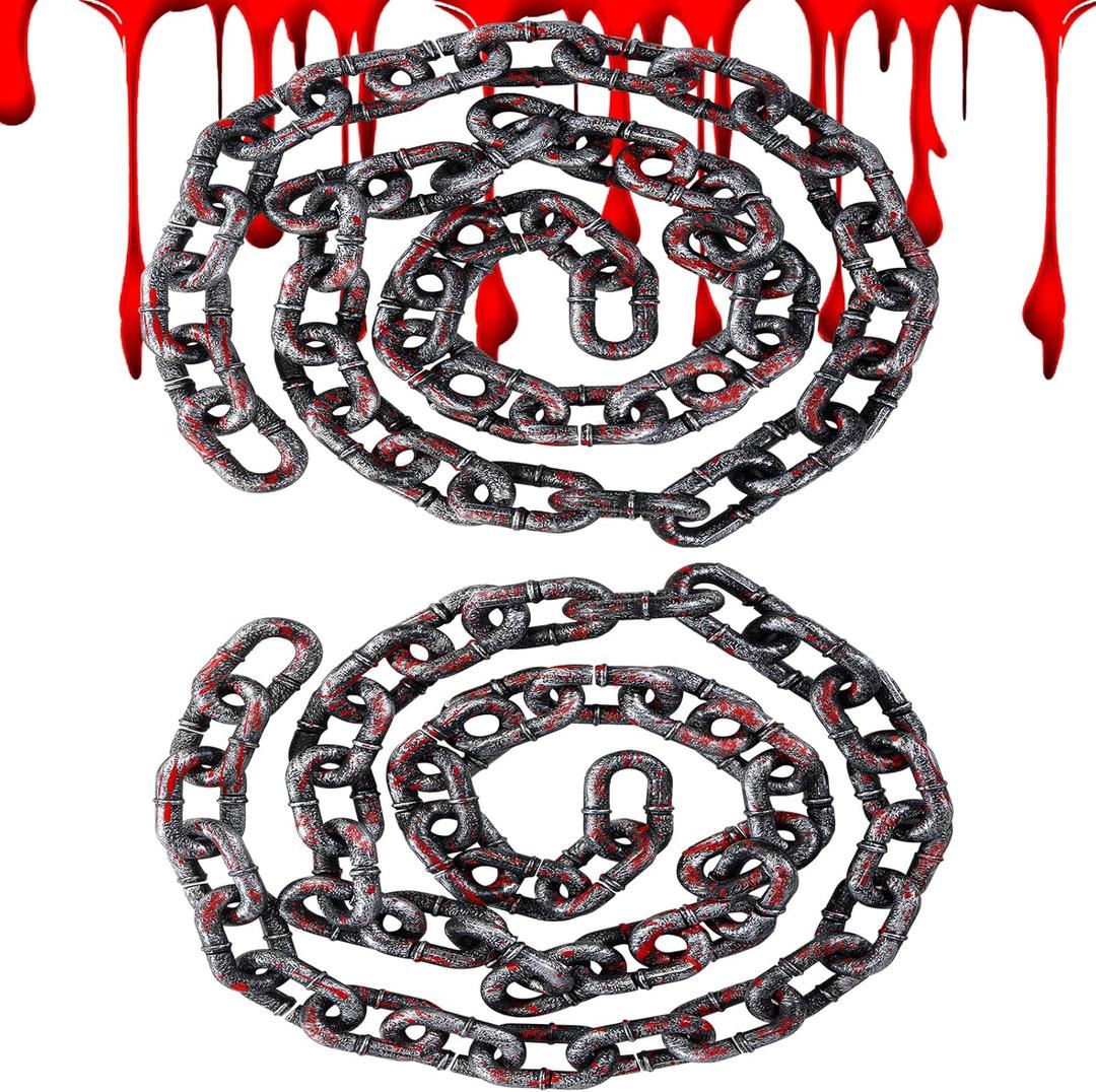 2 Pcs 6 Ft Horror Plastic Halloween Chains, Fake Plastic Chain for Halloween Creepy Scary Creepy Cosplay Accessory Haunted House Decoration