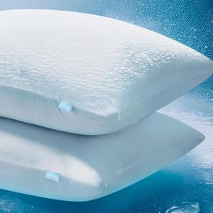 Niagara Set of 2 Cooling Pillow Cases Standard Size, CoolSpan Technology Q-Max 0.4 Cooling Pillowcases for Hot Sleepers, Hidden Zipper Pillow Covers, Soft, Anti-Static (20x26'') - Light Grey
