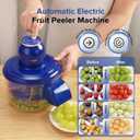 JOYHILL Electric Grape Peeling Machine, Automatic Fruit and Garlic Peeler for Grape Tomato Cherry, 50W Motor with Stainless Steel Blades, Rechargeable Cordless Kitchen Peeling Tool (Blue-1PC)