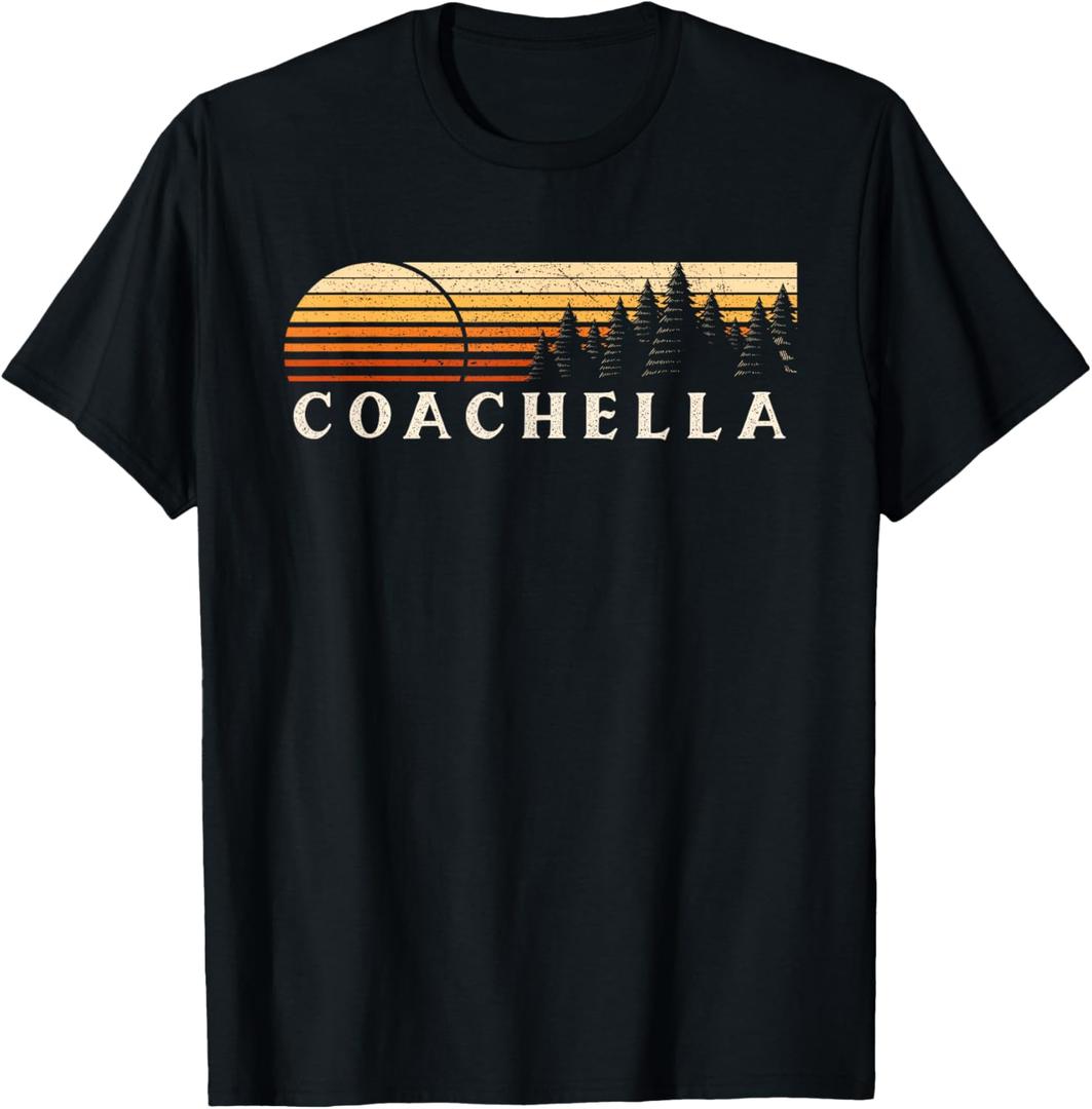 Coachella, CA Vintage Evergreen Sunset Eighties Retro T-Shirt, S