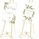 Feifeiya 2 Pack Gold Floor Easel Stand 46" H, Heavy Duty Metal Round Tube Scroll Display Easel for Lightweight Wedding Sign Poster, Art Photo Display Stand for Mirror, Adjustable with Chain Support