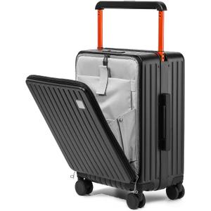 Joyway Hardshell Carry on Luggage Airline Approved with Front Pocket, Lightweight Hardside 20 Inch Suitcase with Spinner Wheels and TSA Lock (Black, Carry on Luggage-20 Inch)