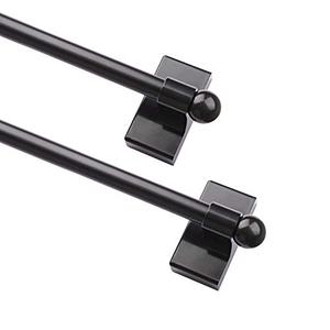 Multi functional hanging pole，Magnetic Curtain Rods for Metal Doors，No tools required,Multi-Use Adjustable Appliance for Windows Iron Steel Places，16-28 Inch，2 Pack,Black
