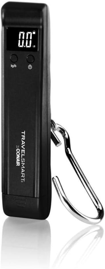 Conair 80 lbs Digital Luggage Scale for Travel, Baggage Scale by Travel Smart with Overweight Alert, Black
