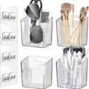 4 Pack Wall Organizers and Storage - Clear Acrylic Cabinet Door Organizer Bins, Adhesive Remote Control Holder, Space-Saving Stackable Wall Storage for Bathroom, Kitchen, Pantry, RV, Dorm, Office