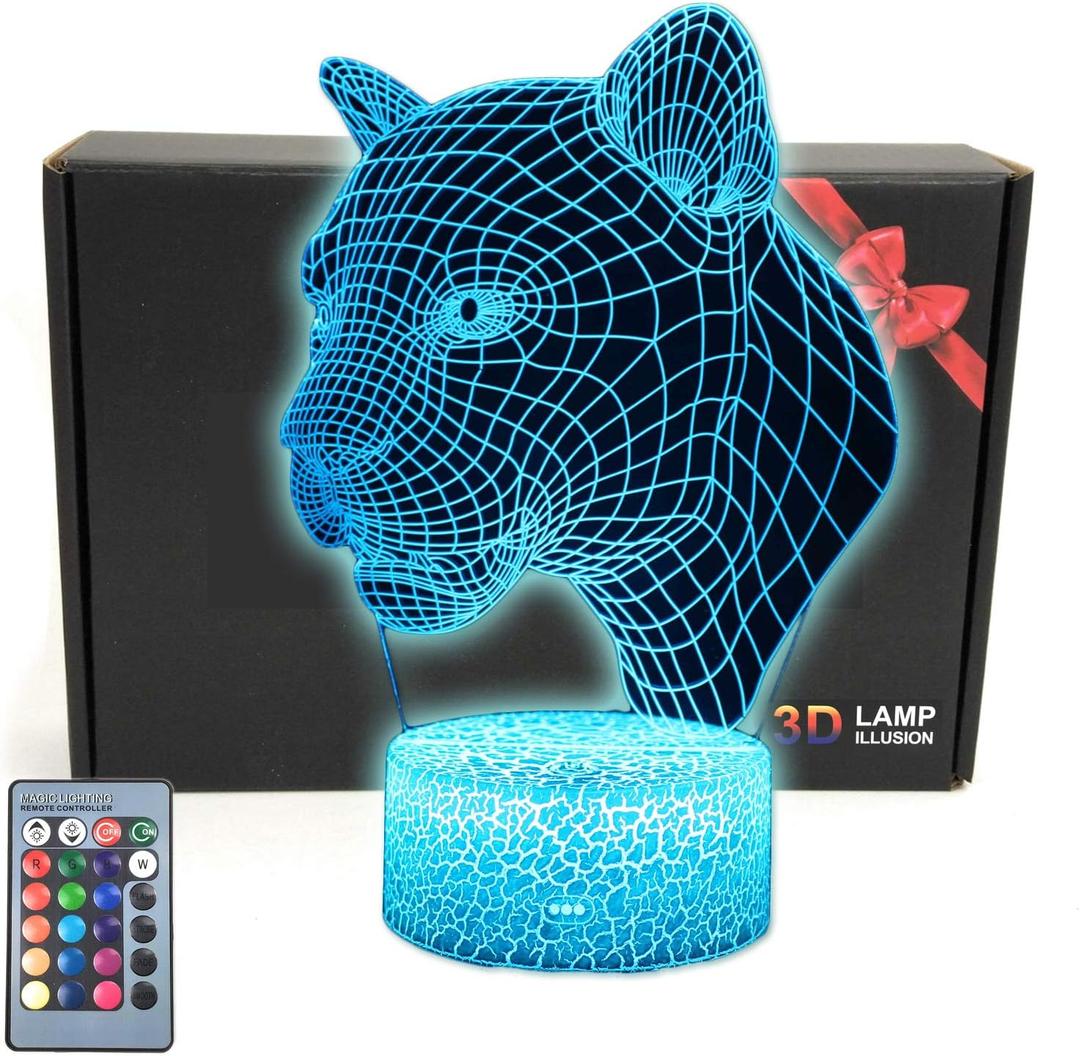 TriPro Panther Animals 3D Illusion Decor Night Light Room Table Lamp